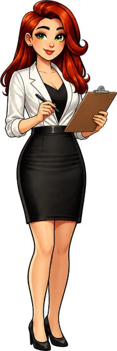 Cartoon Corie reviewing partner standards on a clipboard