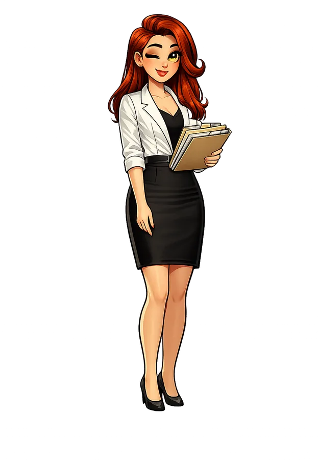 Illustration of Corie holding client files